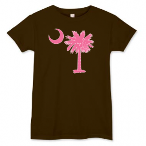 Pink Palmetto on Chocolate T-Shirt